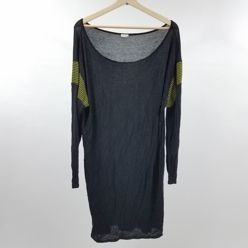Kara Line Gray Lime Accents Knit Long Sleeve Top
